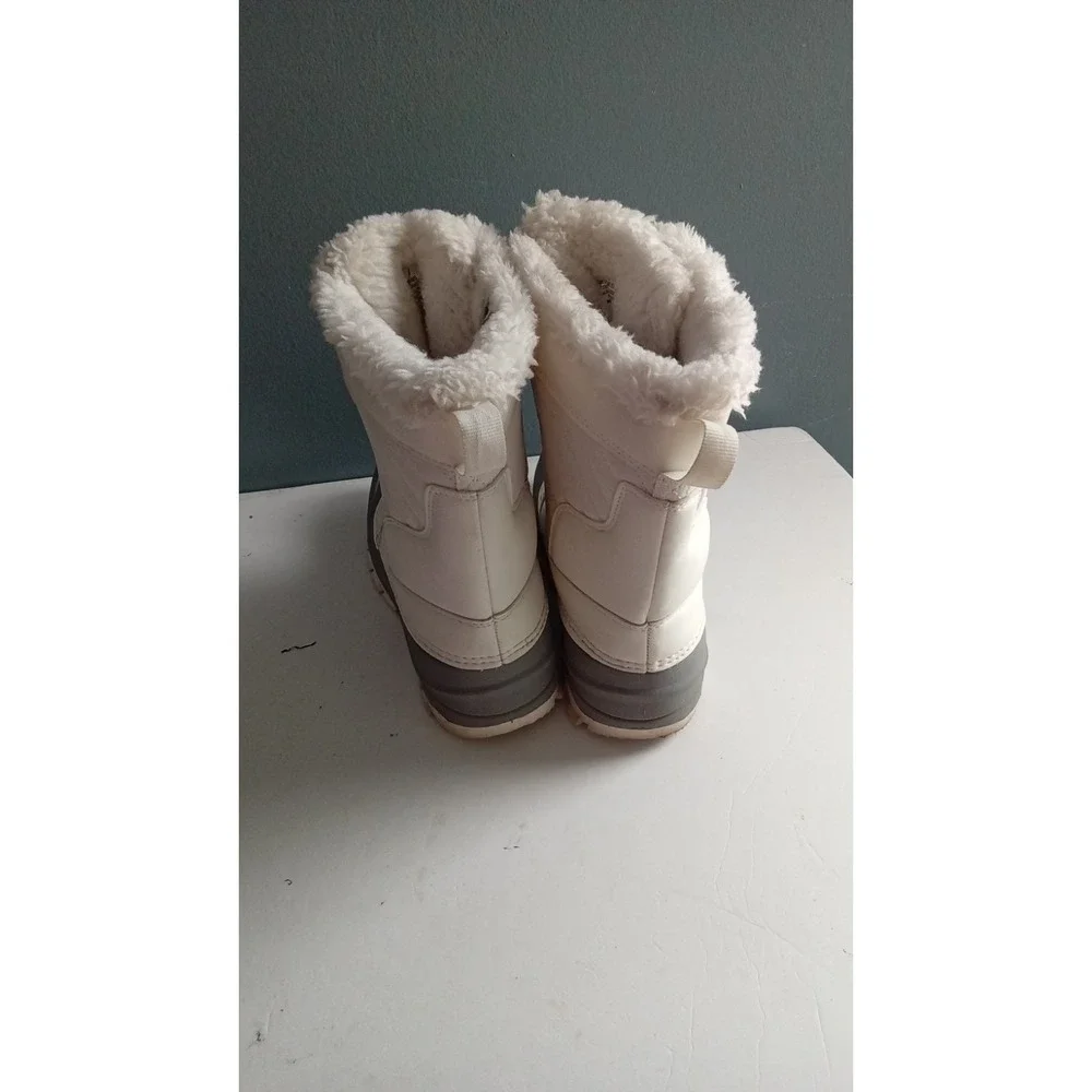 Winter Snow Boots Lace Up Faux Fur‎ Trim Gray Rubber Bottom